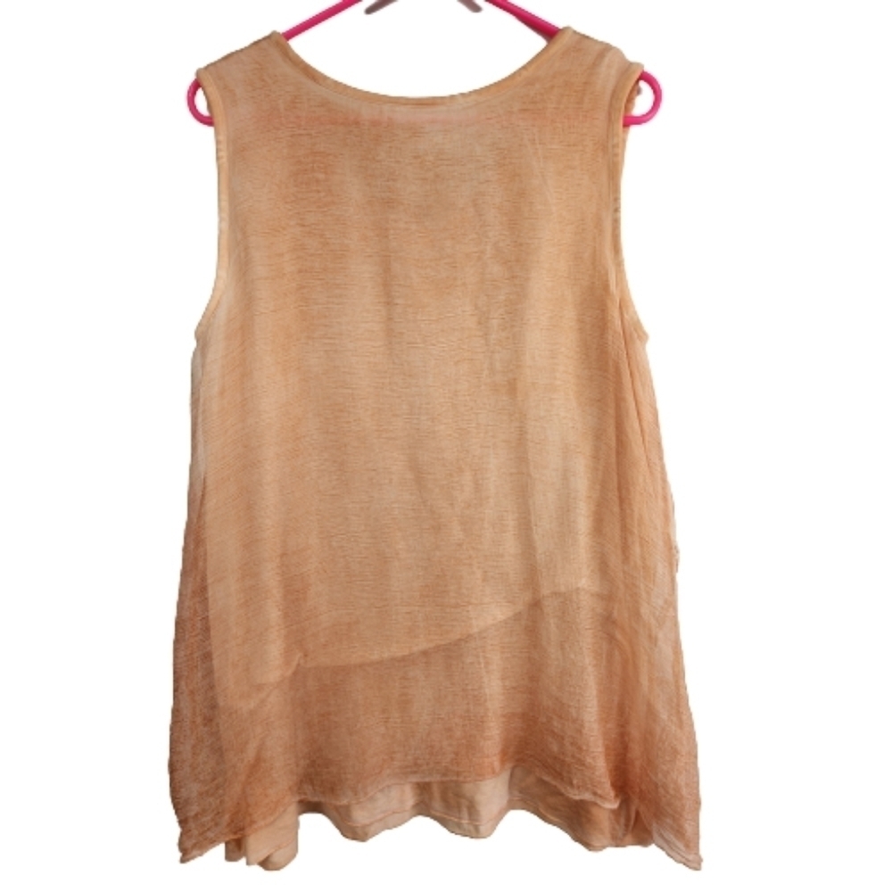 Soft Surroundings Silk Embroidered Sequin Peach Top Size Medium - Picture 2 of 8